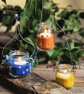 подсвечники из стеклянных баночек
